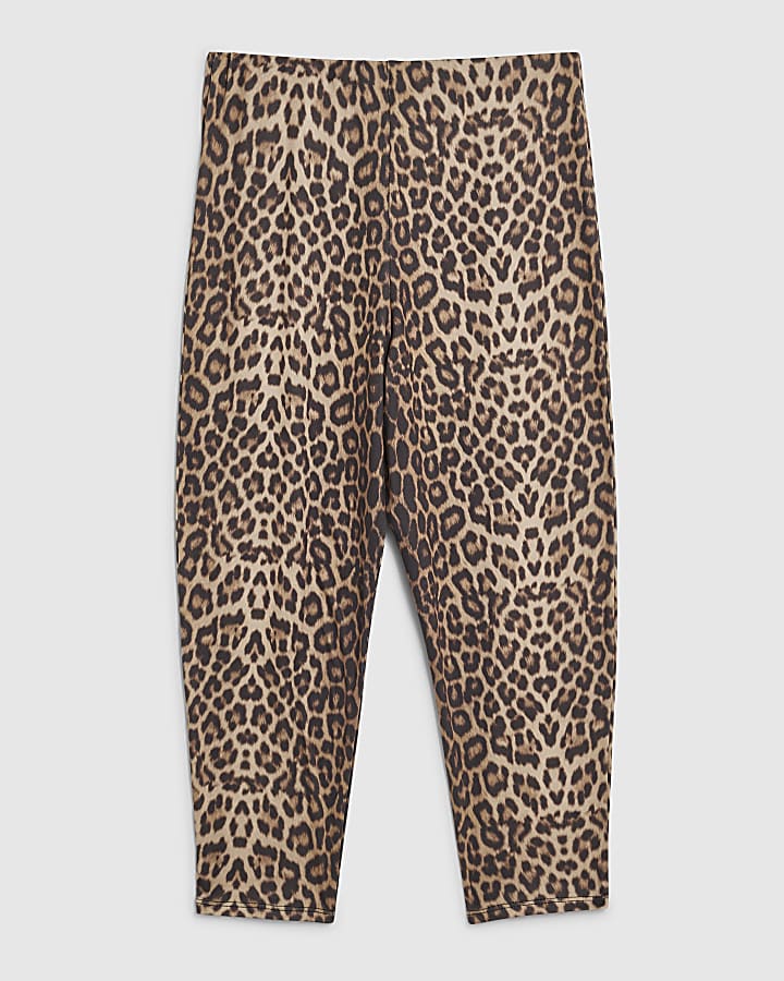 Brown Animal Print Capri Leggings