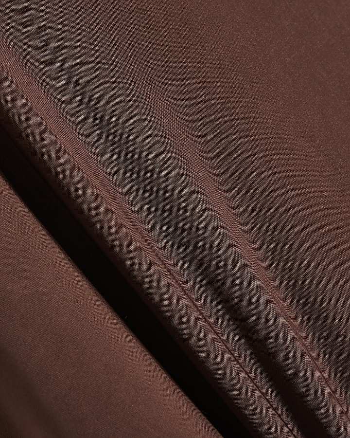 Brown Asymmetric Hem Flowing Top