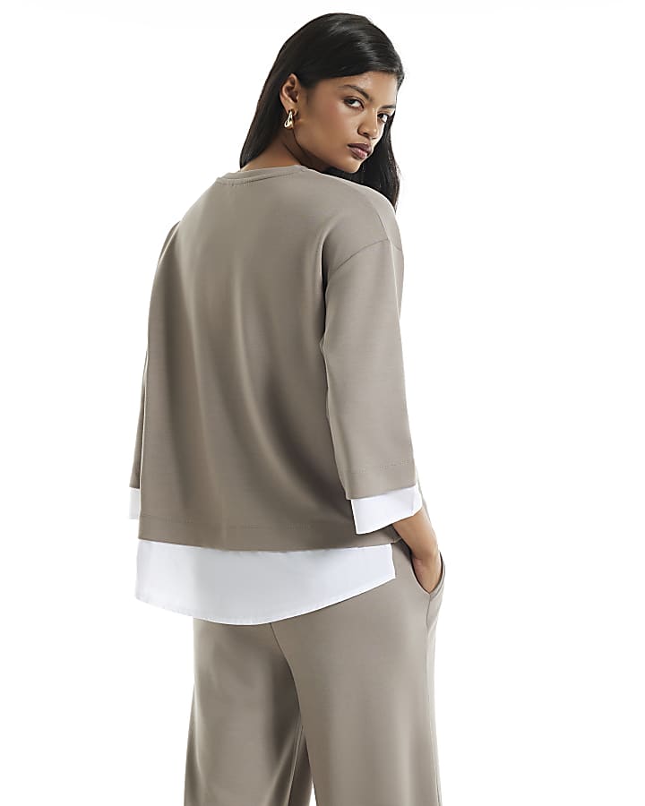 Beige Premium Hybrid Layered Sweatshirt