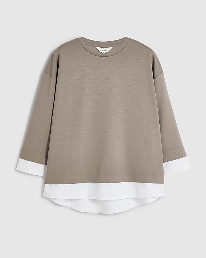 Beige Premium Hybrid Layered Sweatshirt