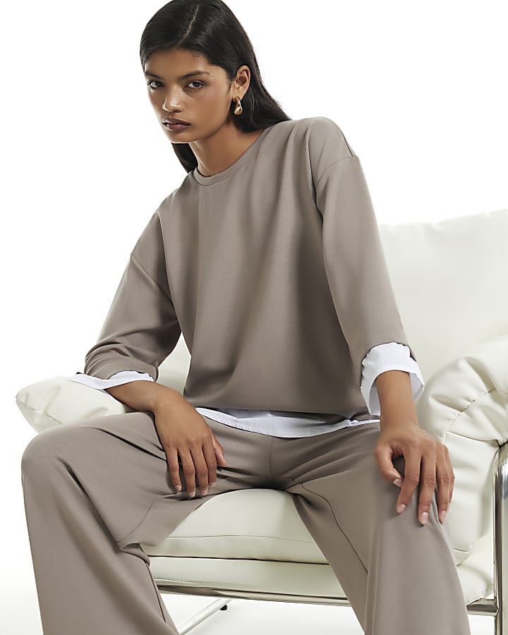 Beige Premium Hybrid Layered Sweatshirt