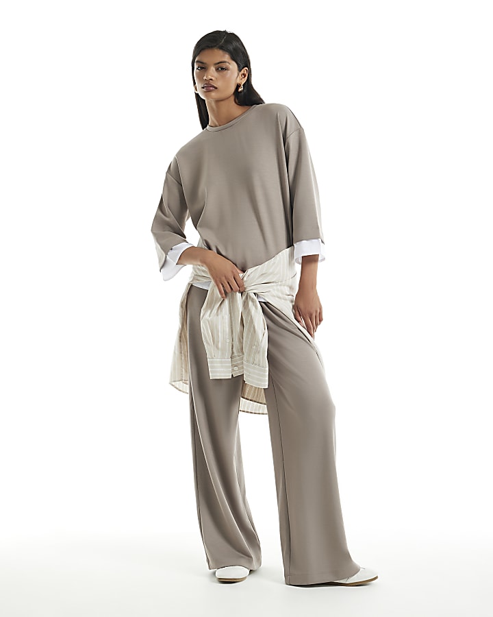 Beige Premium Hybrid Layered Sweatshirt
