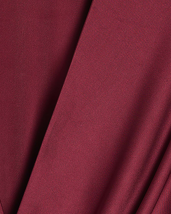 Burgundy Knot Front Mini Feather Dress