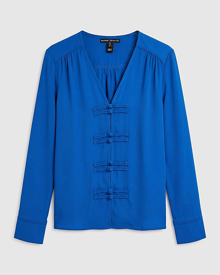 Blue Frogging V Neck Shirt 