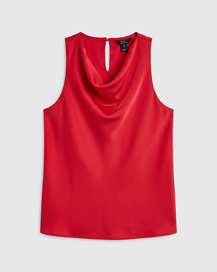 Red Satin Halter Neck Top