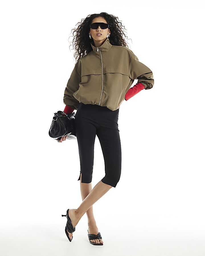 Black Regular Stretch Capri Trousers