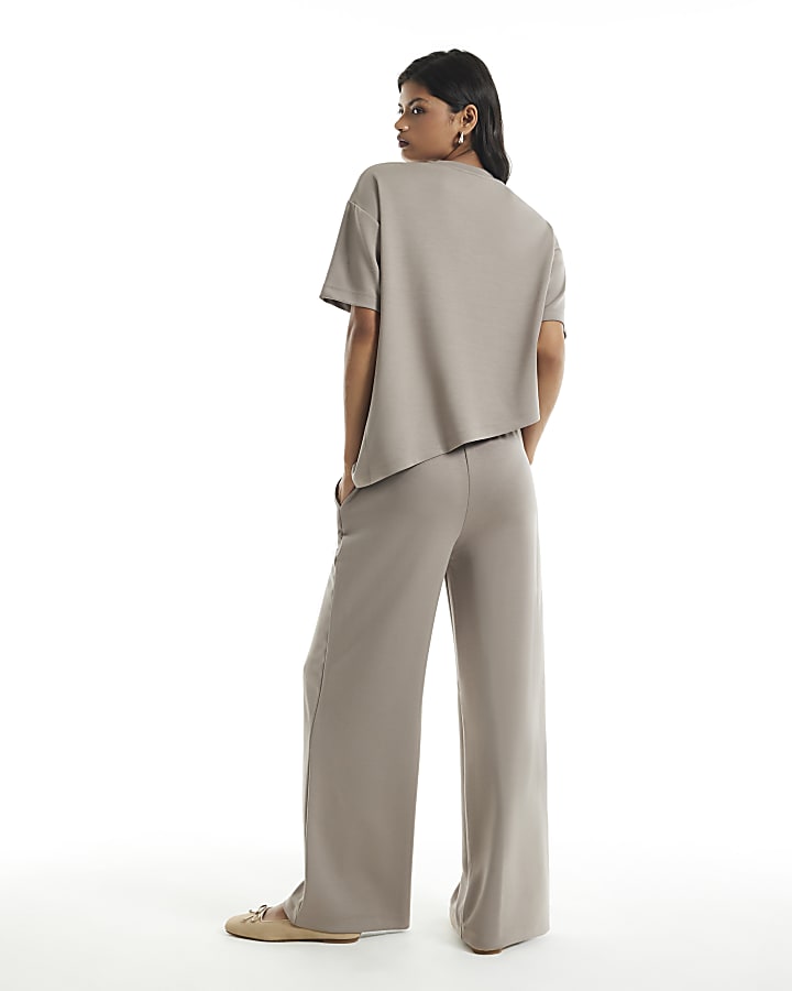 Beige Premium Wide Leg Joggers