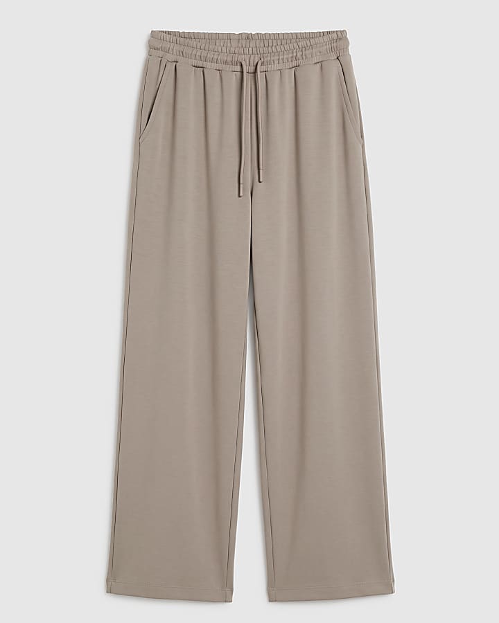 Beige Premium Wide Leg Joggers