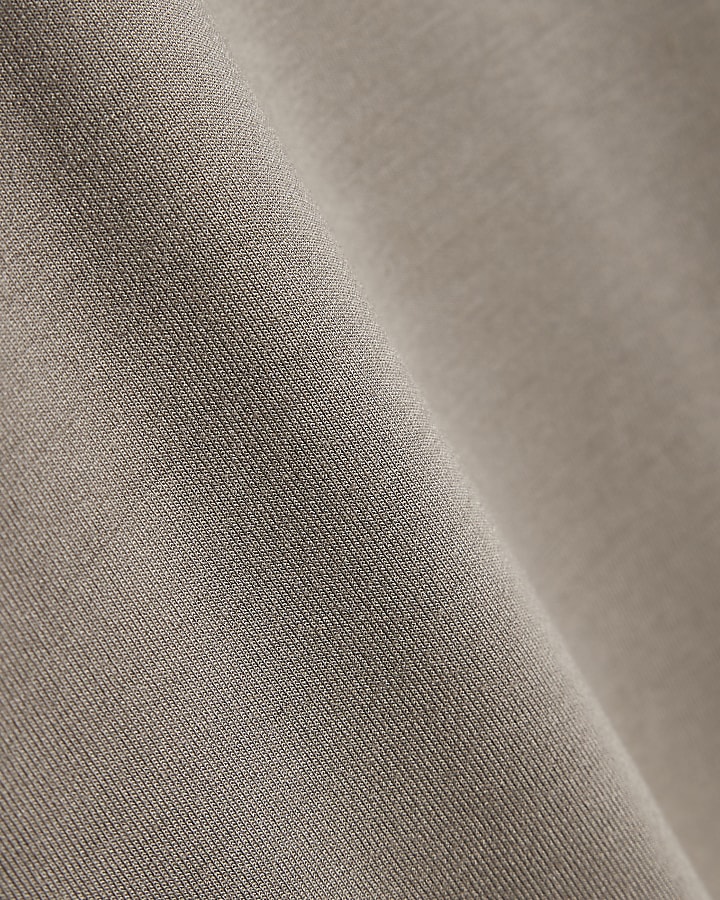 Beige Premium Asymmetric Short Sleeve T-Shirt