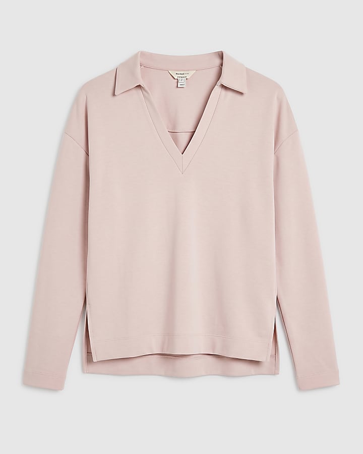 Pink Premium Long Sleeve Polo Shirt
