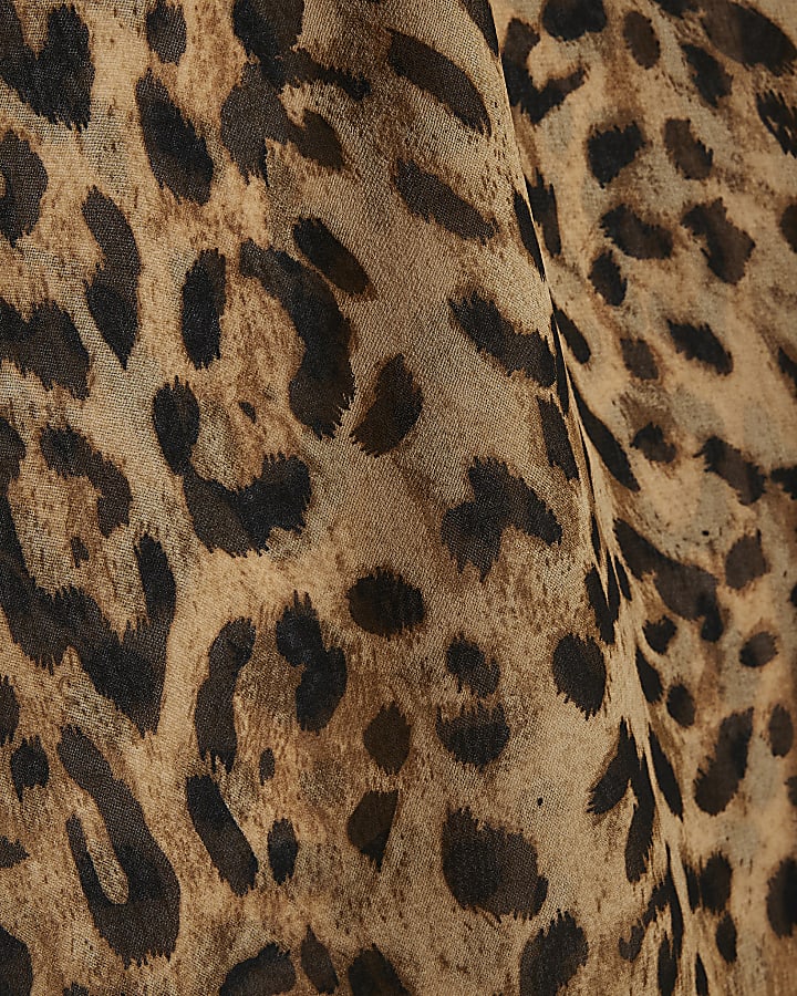 Brown Leopard Chiffon Waterfall Cape