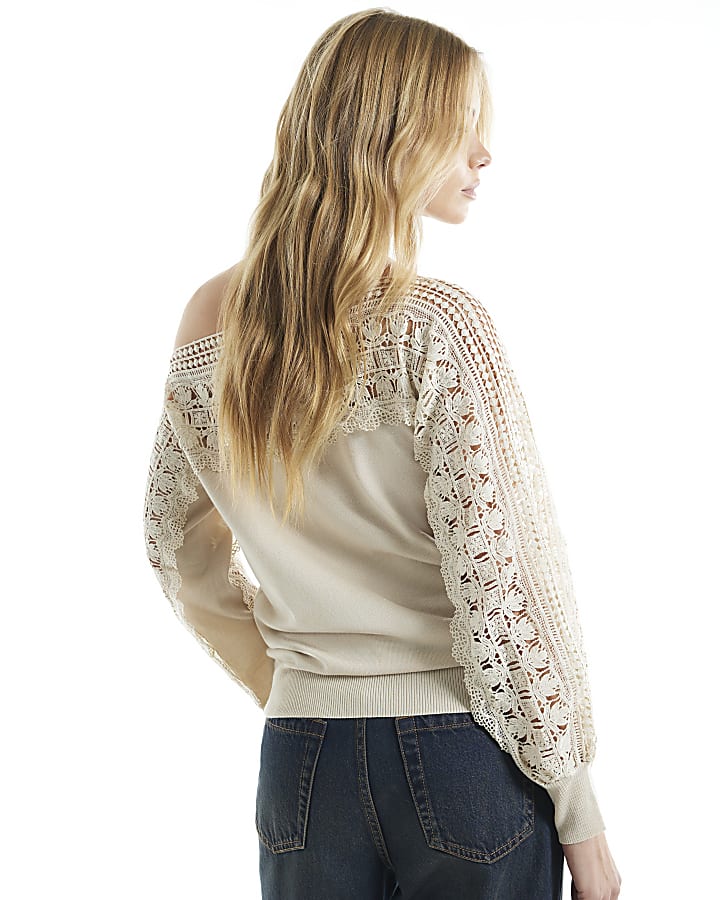 Cream Lace Hybrid Jumper