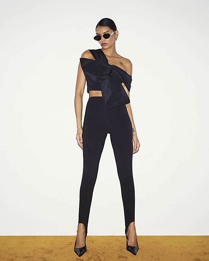 Black One Shoulder Bardot Top