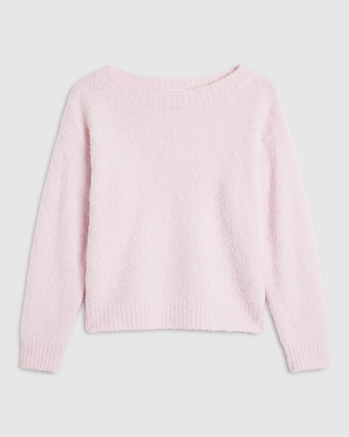 Pink Brushed Off Shoulder Jumper