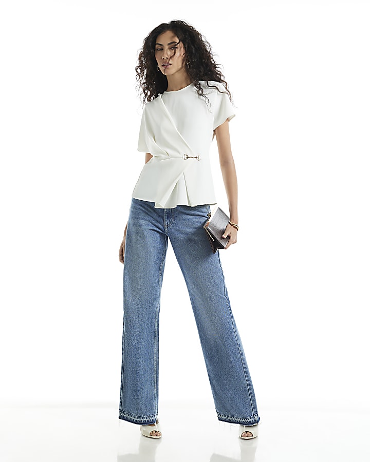 Cream Crepe Snaffle Detail Blouse