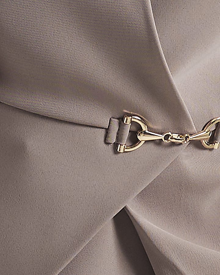 Beige Crepe Snaffle Detail Blouse
