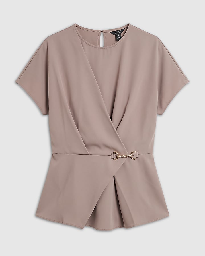 Beige Crepe Snaffle Detail Blouse