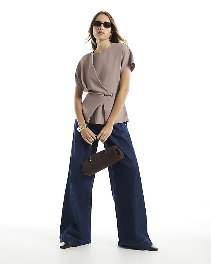 Beige Crepe Snaffle Detail Blouse
