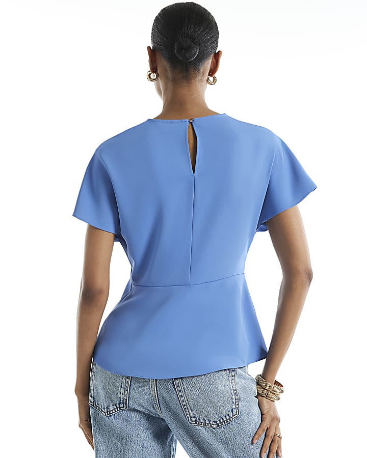Blue Crepe Snaffle Blouse