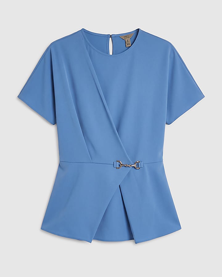 Blue Crepe Snaffle Blouse