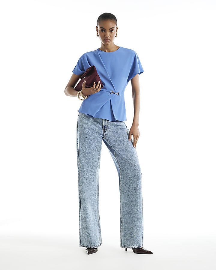 Blue Crepe Snaffle Blouse