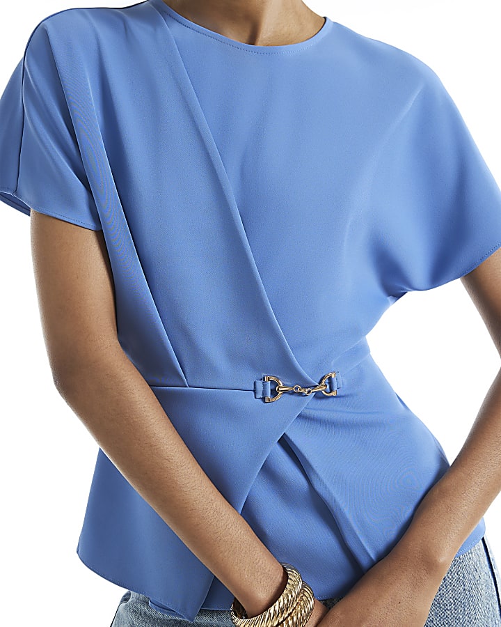 Blue Crepe Snaffle Blouse