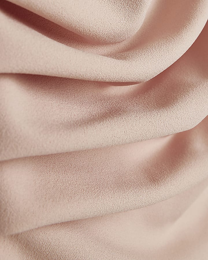 Pink Asymmetric Drape Wrap Midi Dress