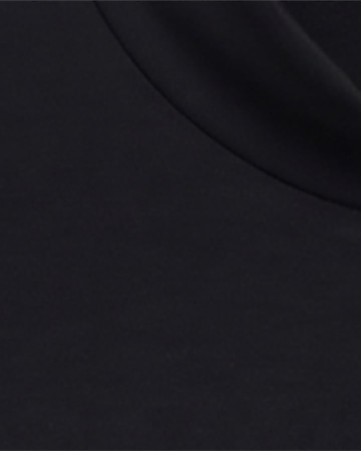 Black Premium High Neck Ruched Top