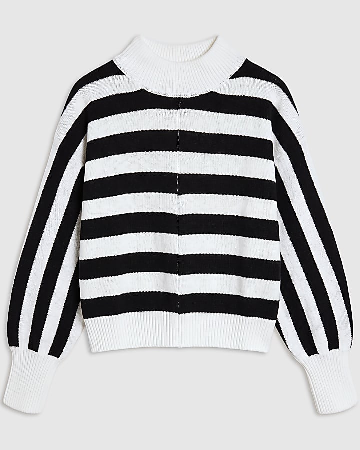Cream Stripe Batwing Long Sleeve Jumper