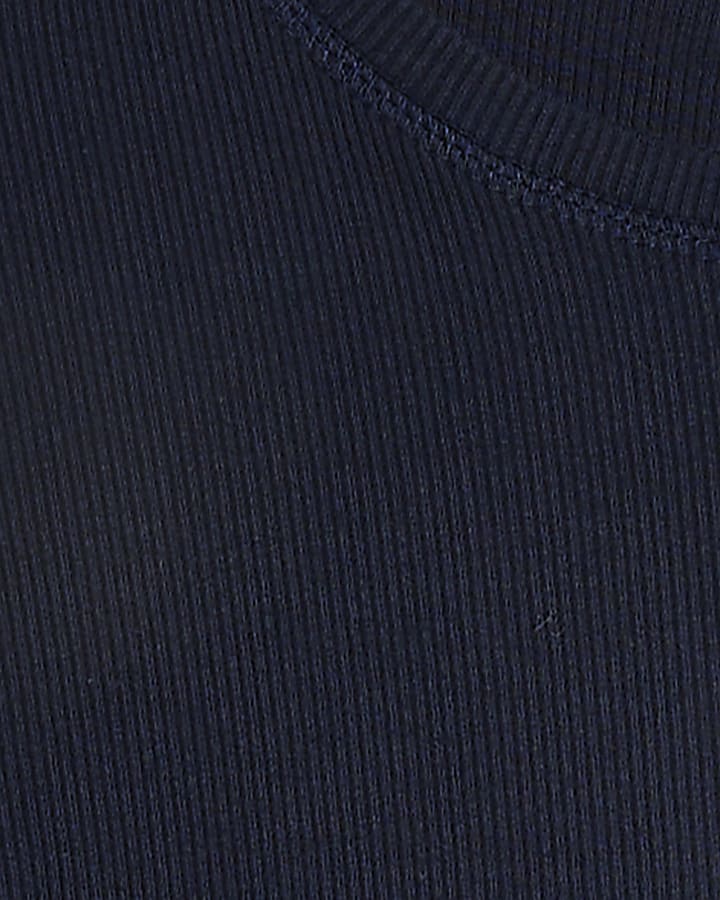 Navy Crew Neck Rib Top