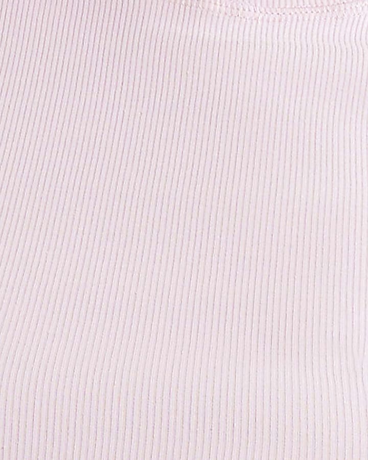 Pink Crew Neck Rib Top