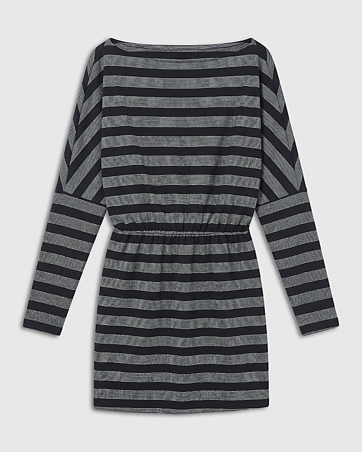 Black Metallic Stripe Dress
