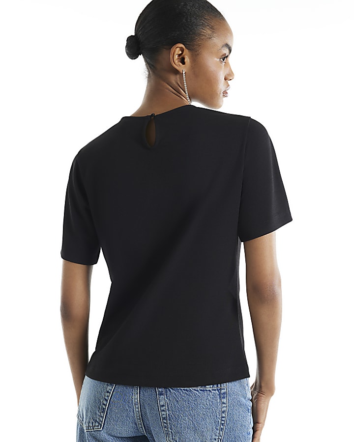 Black Embellished Short Sleeve T-Shirt