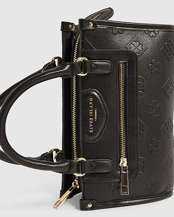 Black Embossed Monogram Crossbody Bag