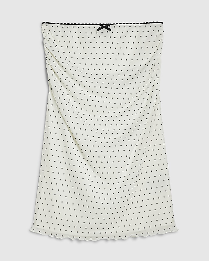 Cream Chiffon Spot Midi Skirt
