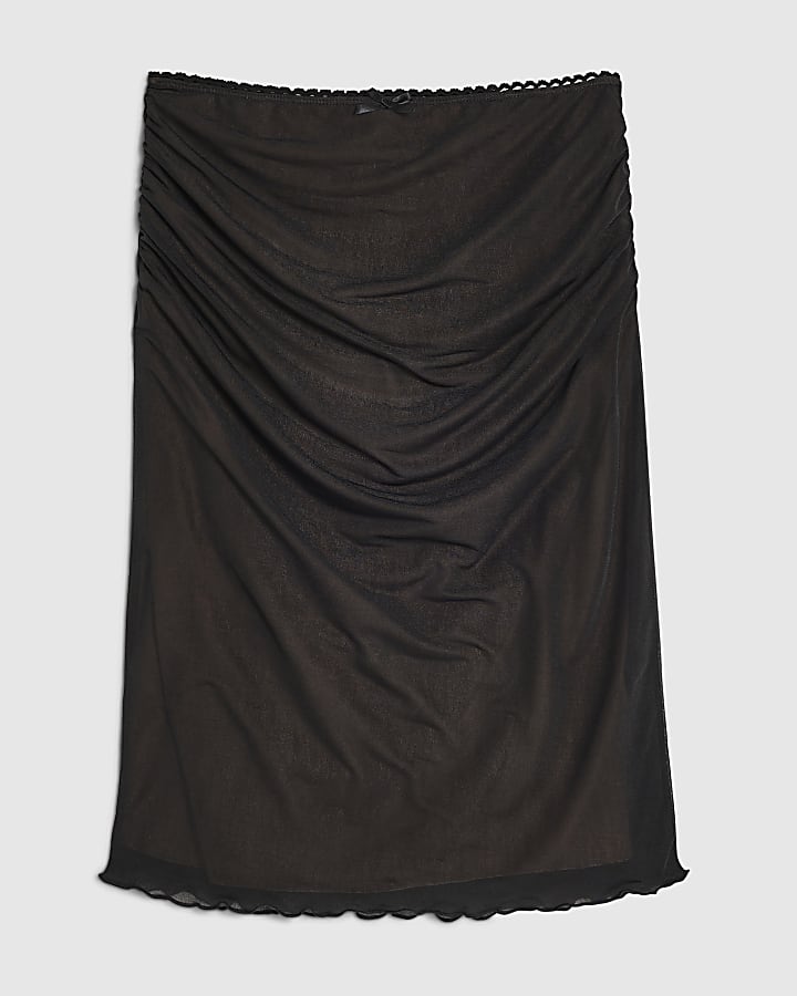 Black Chiffon Midi Skirt