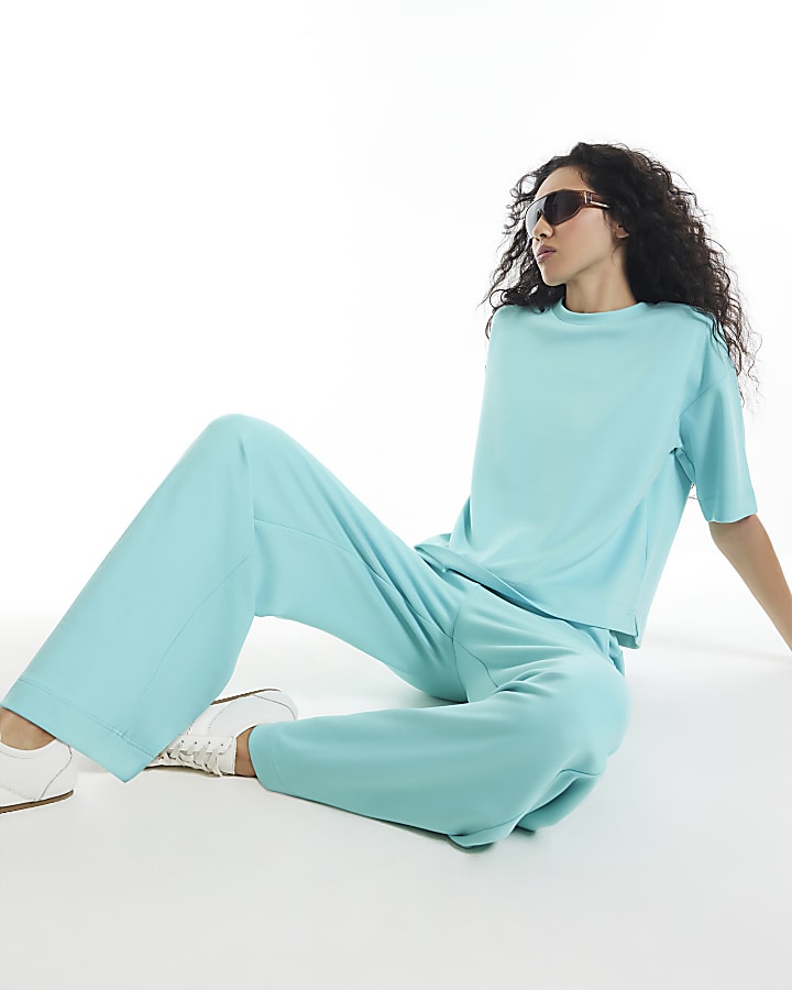 Blue Premium Wide Leg Joggers