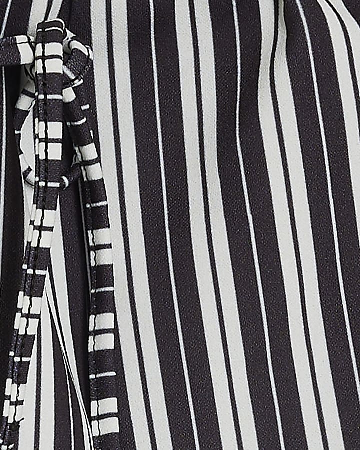 Black Stripe Wide Leg Trousers