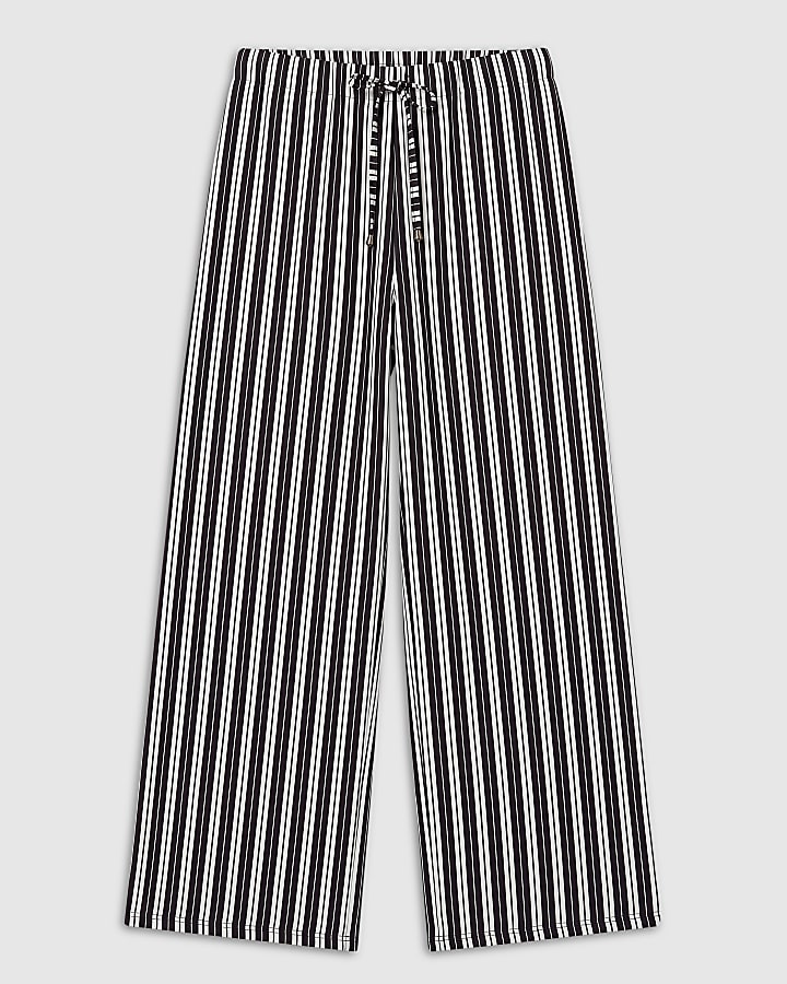 Black Stripe Wide Leg Trousers