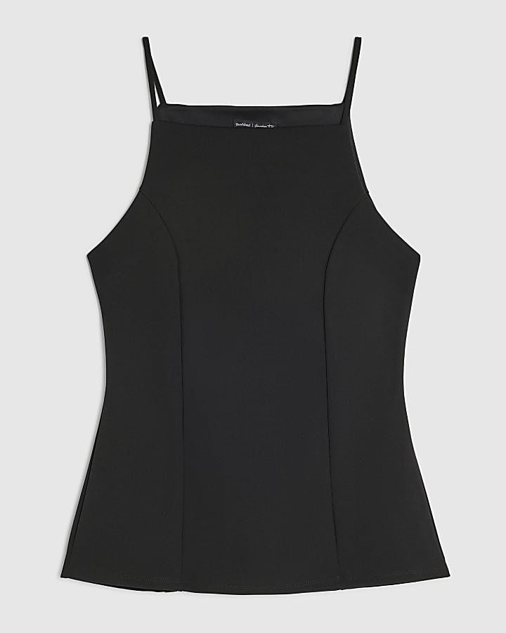 Black Sleeveless Square Neck Cami Top