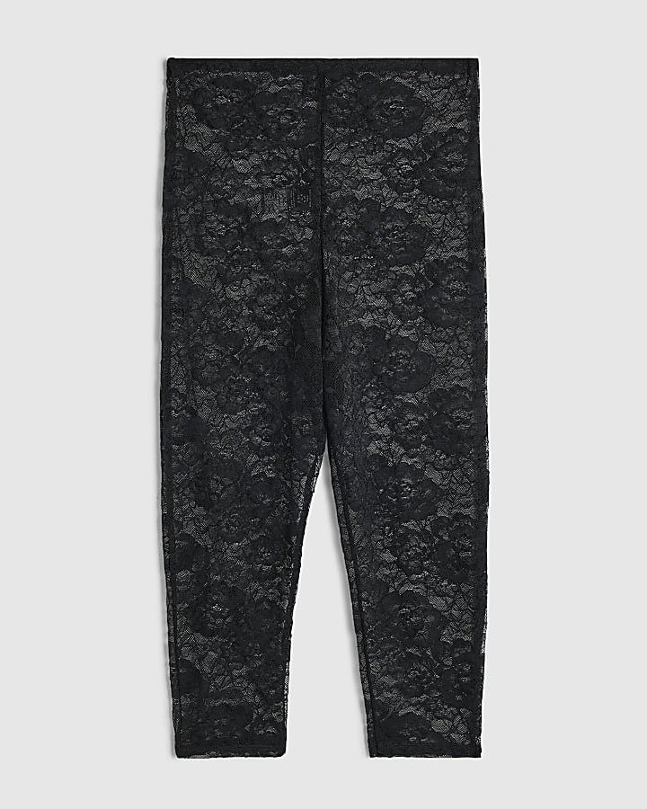Black Stretch Lace Trousers