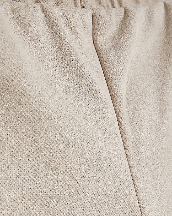 Cream Faux Suede Capri Trousers