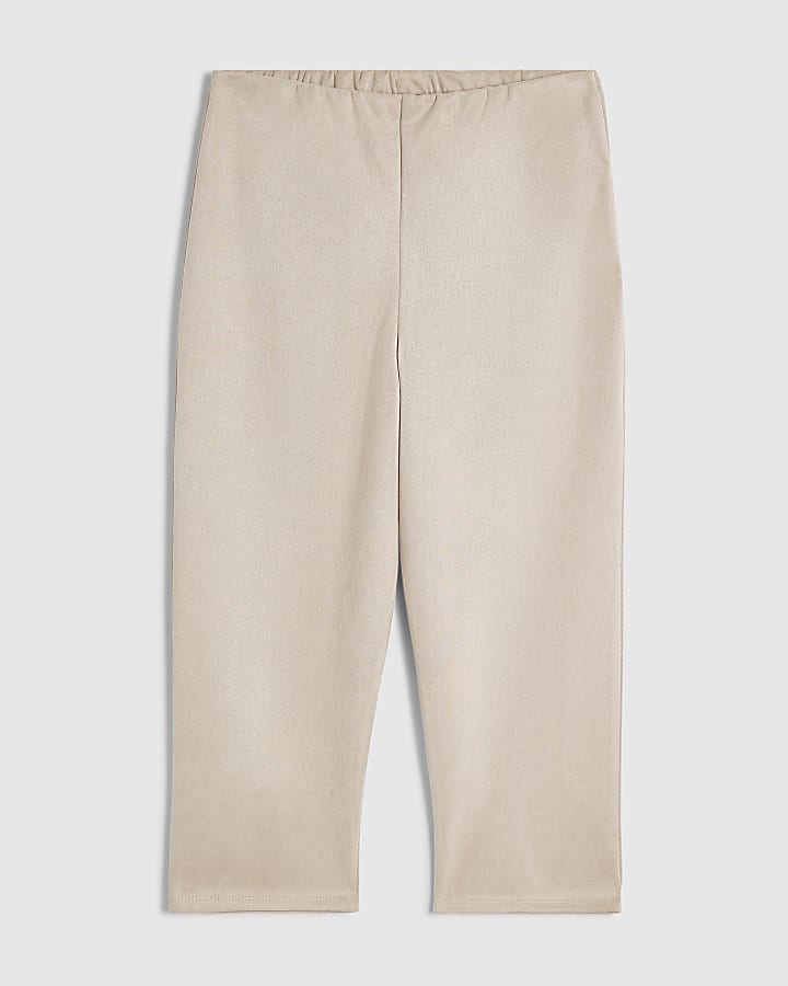 Cream Faux Suede Capri Trousers
