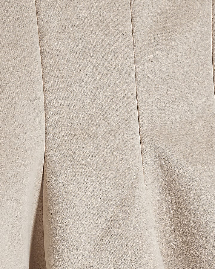 Cream Faux Suede Sleeveless Peplum Top