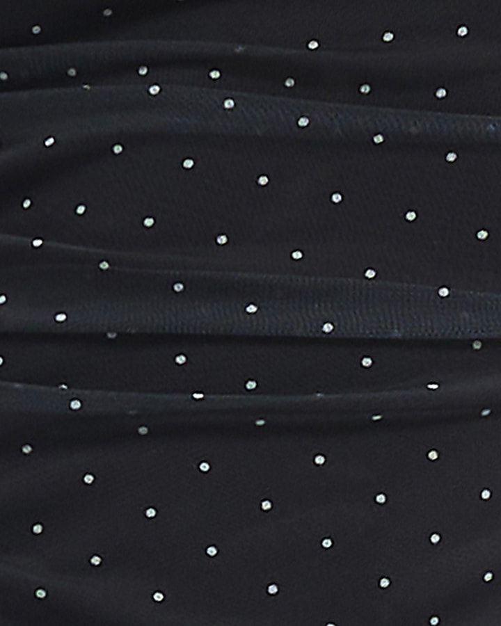 Black Mesh Spot Print Maxi Dress