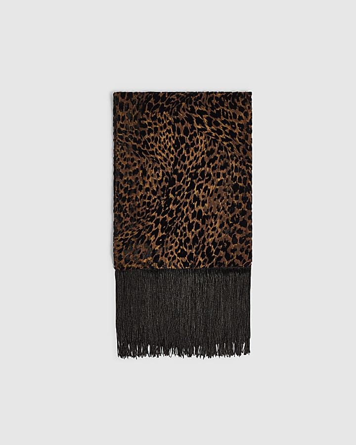 Bronze Leopard Print Scarf