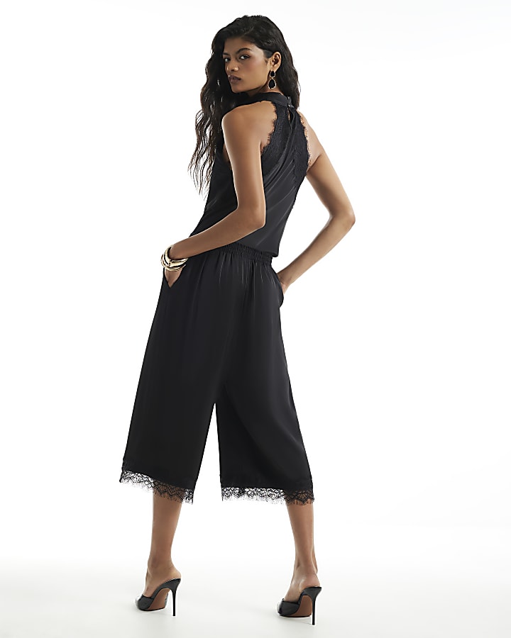 Black Satin Lace Jorts
