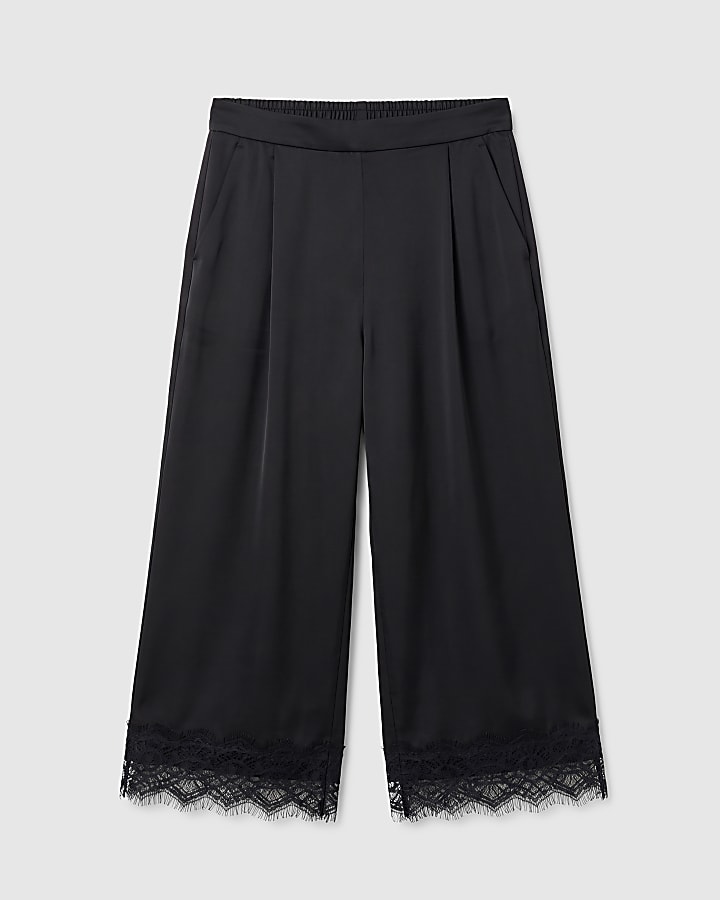 Black Satin Lace Jorts