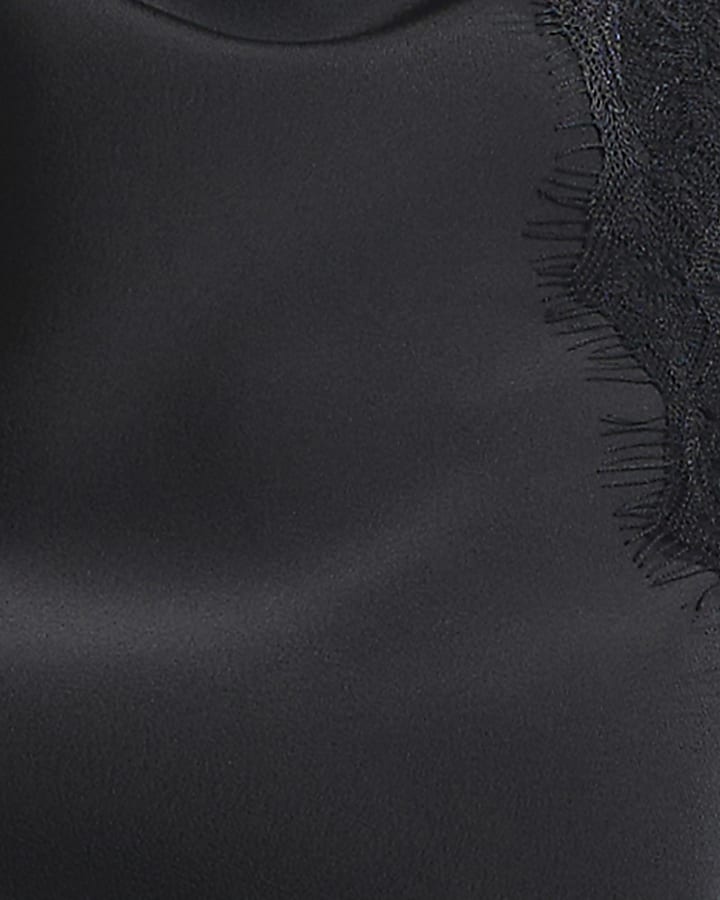 Black Halter Neck With Lace Hem