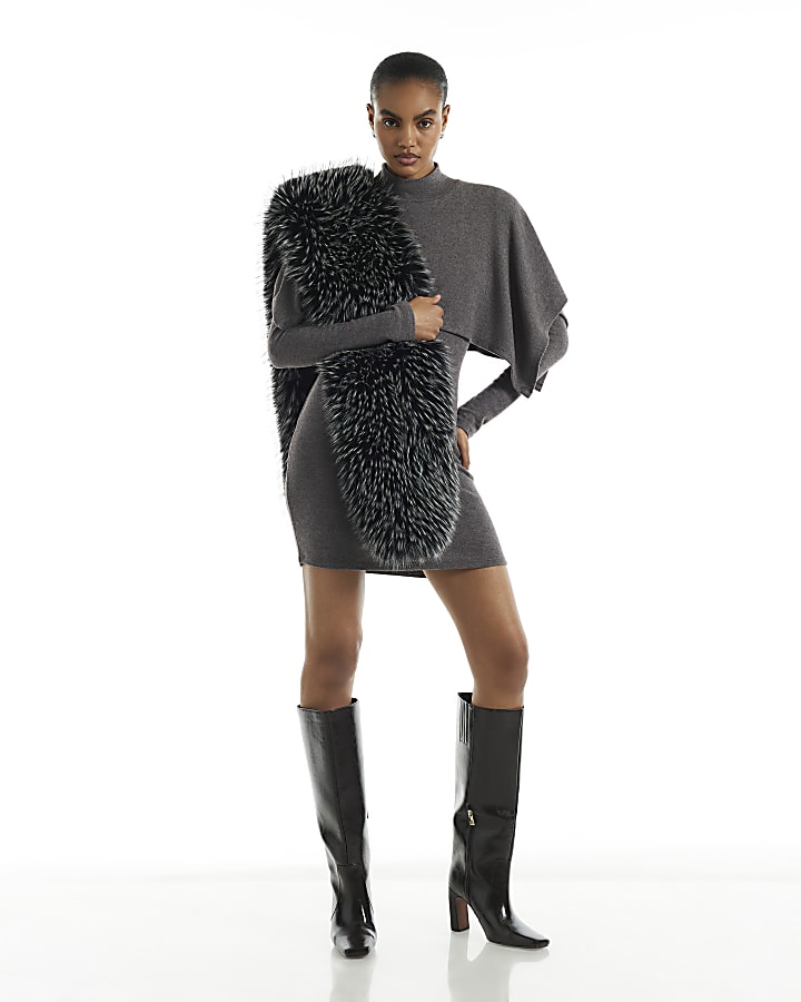 Brown Cosy Cape Mini Dress